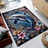 Dolphin Floral Art Rug for Modern Homes - Luxurious Ocean Theme Living Room Accent Piece Anti Slip Carpet Can Be Machine Washed