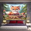 Cute Fox On Forest Tree Stump Pattern Wall Hanging Tapestry Decorative Tapestry Home Decor for Bedroom and Living Room