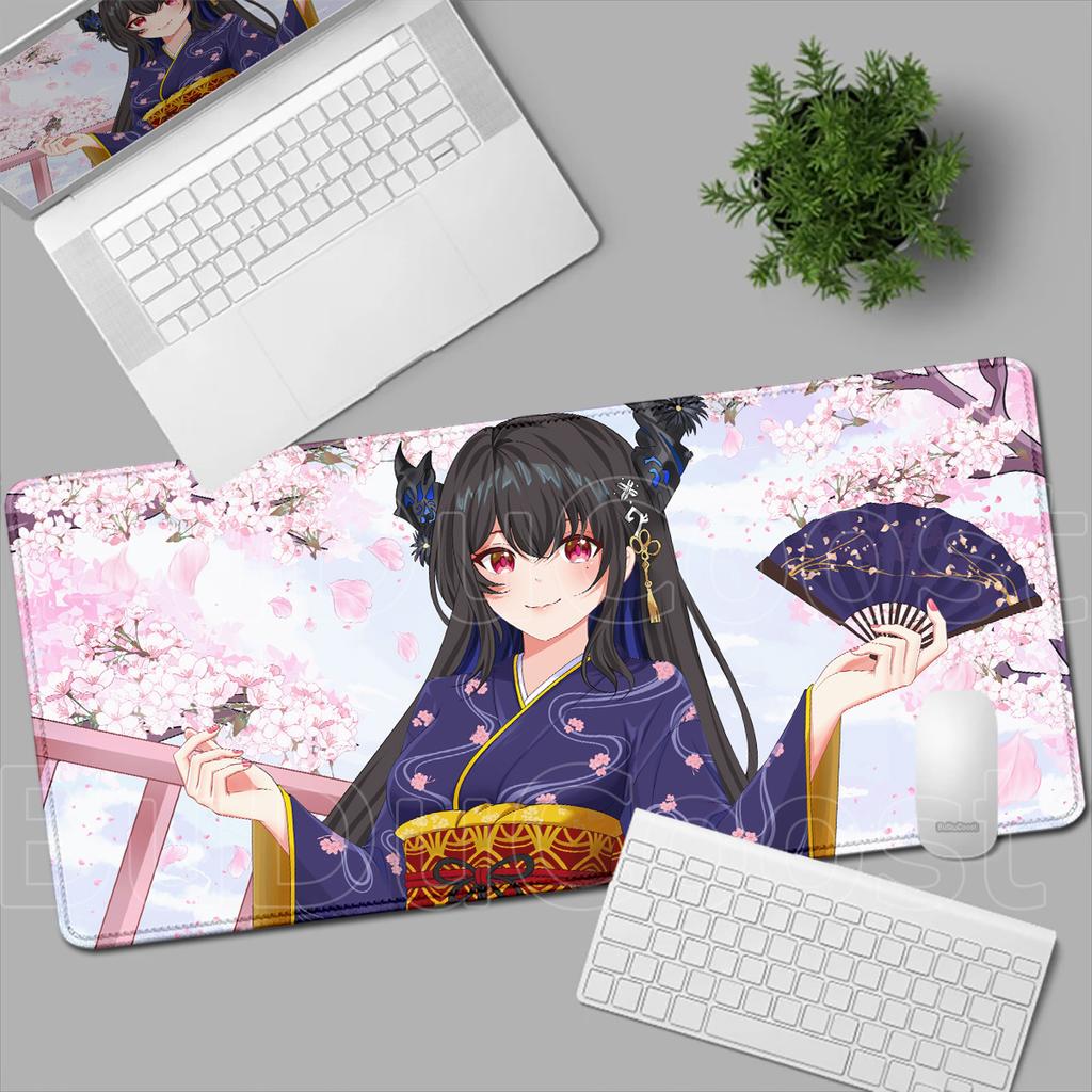 Mousepad Large Hololive Girl Nerissa Ravencroft Computer Game Rubber Locking Edge Keyboard Mat 900x400mm Washable Desktop Carpet