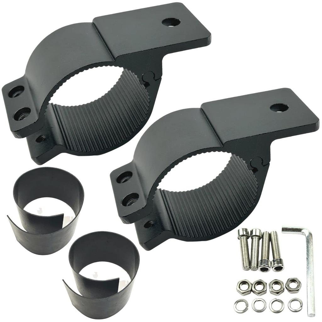 HTharros Fog Lamp Mounting Stays Hardware Clamp Bracket Grille Guard Roof Rack Bumper Aluminum Black 2 Piece Set of 2