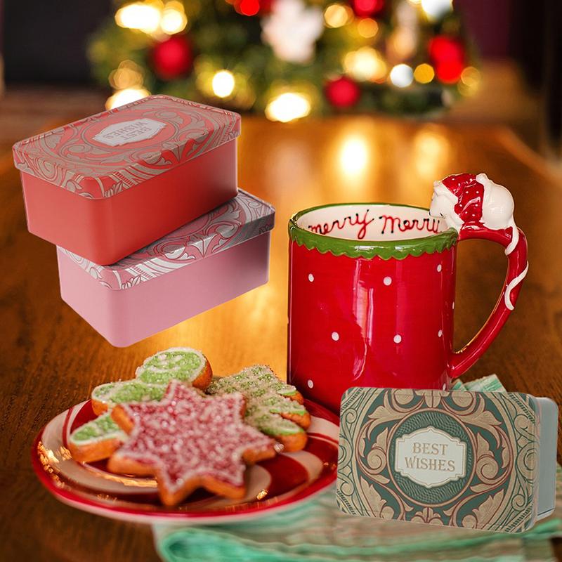 1 Stück Rechteckige Weißblechdose Süßigkeitenbox Geschenkaufbewahrungsbox Keksdose Metalldose Aufbewahrungsbox für Zuhause Weihnachts-Süßigkeitendosen Kindergeschenk