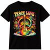 Music Festival T Shirt Peace Love Guitar Retro Hippie Boho Graphic Tee