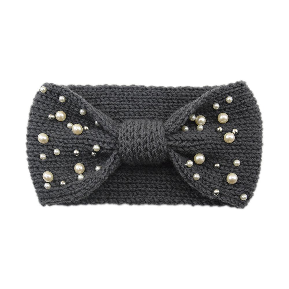 New Wide Bowknot Pearl Headbands For Woman Warm Hairband Elastic Sports Yoga Headwear Girls Hair Band Winter Hair Accessories