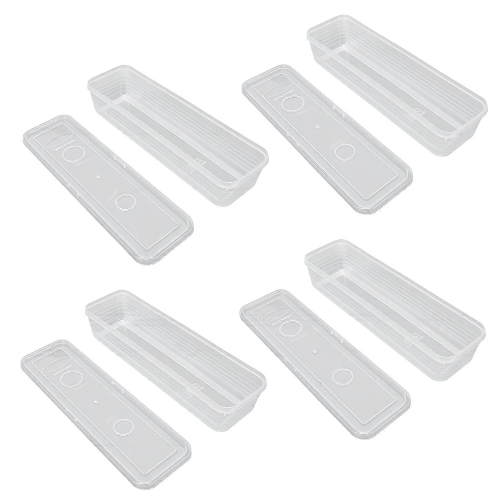 4PCS Rectangular Clear Storage Containers Stackable Fridge Organizer Bins for Onions Cilantro Garlic Pasta Eggs