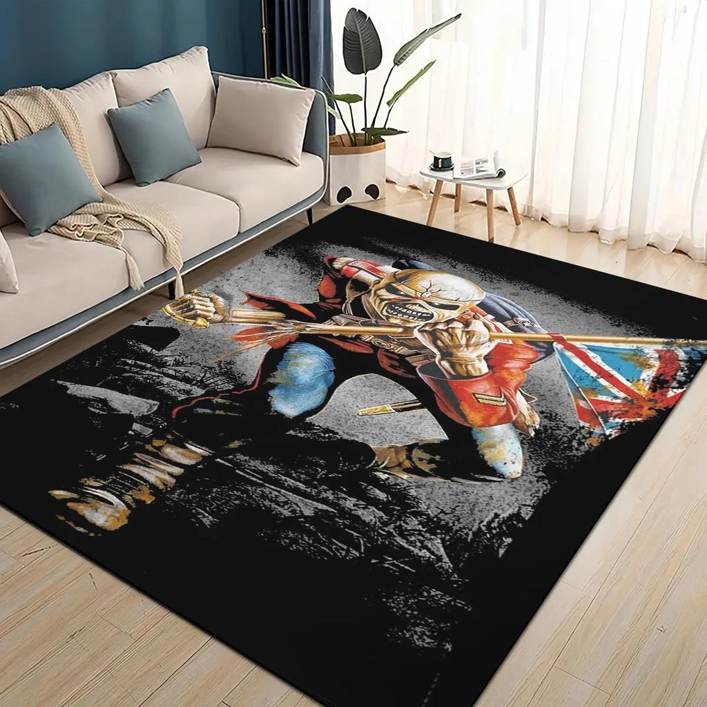 Tappeto Area Tappeto in Metallo 3D I-Iron-Maidens Grande, Tappeto per Soggiorno Camera da Letto Divano Zerbino Decorazione, Tappetino Antiscivolo per Bambini