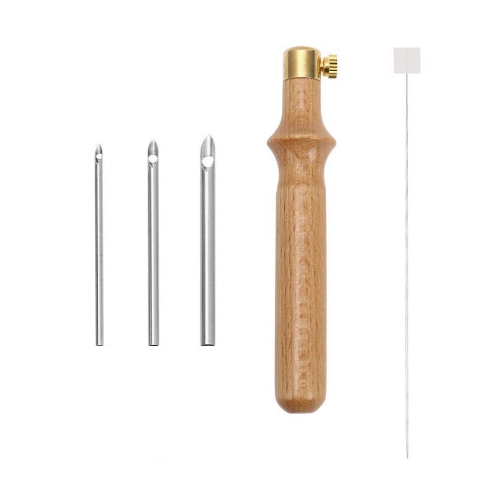 

Wooden Handle Punch Needle Set 2.5mm/3.5mm/5mm Cross Stitch Needles for Beginners Set A