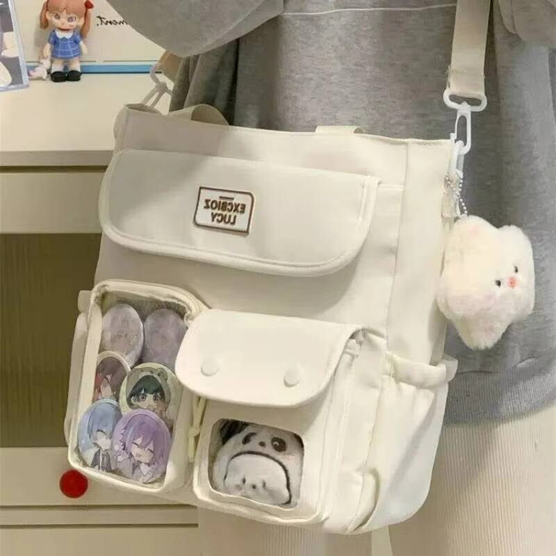 New Y2K Cute Ita Bag Large Capacity Shoulder Bag Messenger Bag Lolita Girls Transparent Crossbody Bag DIY Display Casual Handbag
