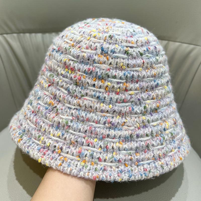 New Small Jelly Bean Fisherman's Hat Children's Autumn and Winter Big Head Circumference Knitted Wool Hat Showing Washbasin Hat
