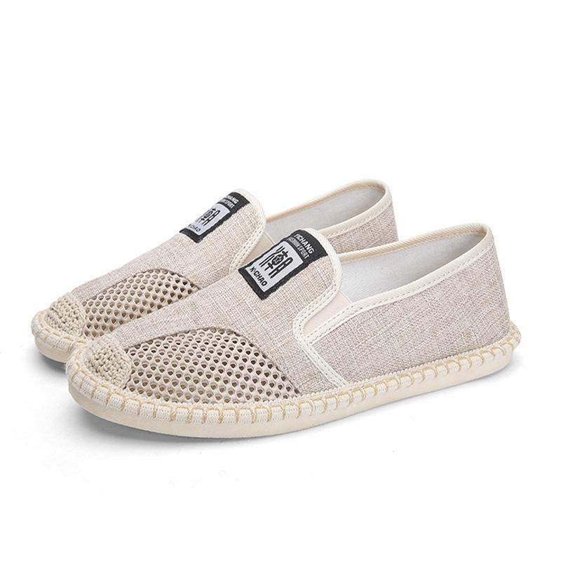2026 Neue atmungsaktive Leinenschuhe für den Alltag Herren Espadrilles Loafer Modische Slip-on Canvas Schuhe Fischer Fahrerschuhe