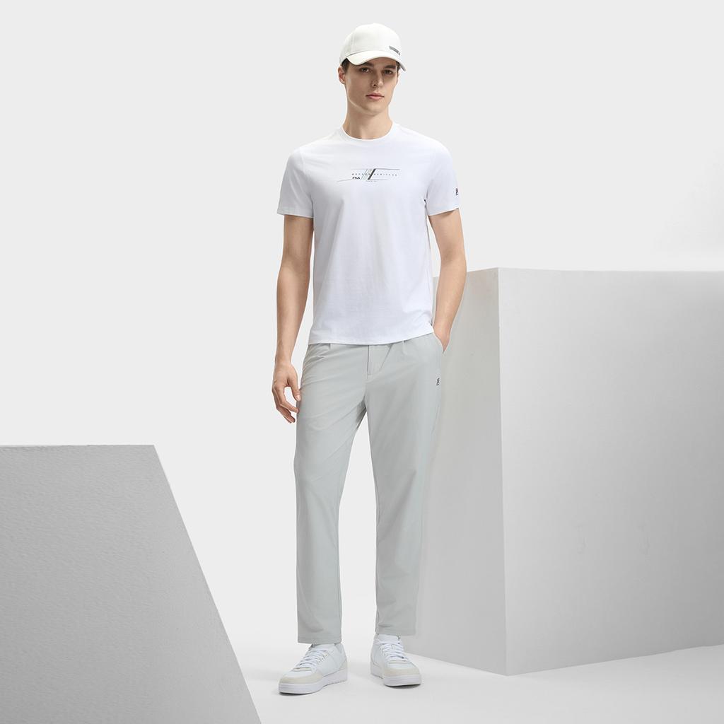 Fila Modern Heritage Casual Breathable Short Sleeve T-Shirt Men Tops Standard-White F11M431103FWT