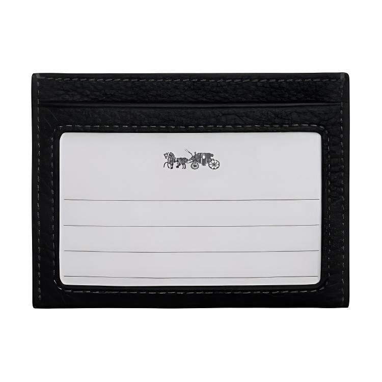 Coach Varsity Letter Print Leather Card Holder Unisex Accessories Black White CAK21-L77