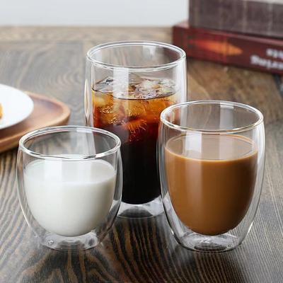 Tazza in vetro a doppia parete da 80-650 ml, resistente, per tè, birra, caffè, latte, succo di limone, per gli amanti delle bevande, tazze da caffè, regalo, creatività