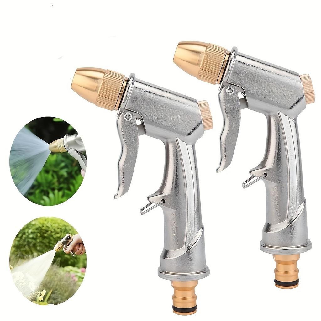 Heavy Duty Metal Garden Hose Nozzle High Pressure Water Spray Gun Adjustable Spray Pattern for Car Washing Lawn Watering and Cleaning Tools