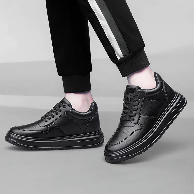 Luxusmarke Mode Leder Elevator Sneaker Herren Bequeme Atmungsaktive Freizeitschuhe Höhenerhöhende Einlegesohle 8cm Erhöhung Herrenschuhe