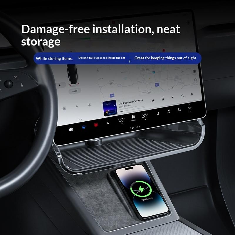 Für Tesla Neues Modell 3 Y YL Juniper Highland 2025 2026 Versteckte Aufbewahrungsbox-Schale unter dem Bildschirm Mittelkonsole ETC Kristall-Organizer