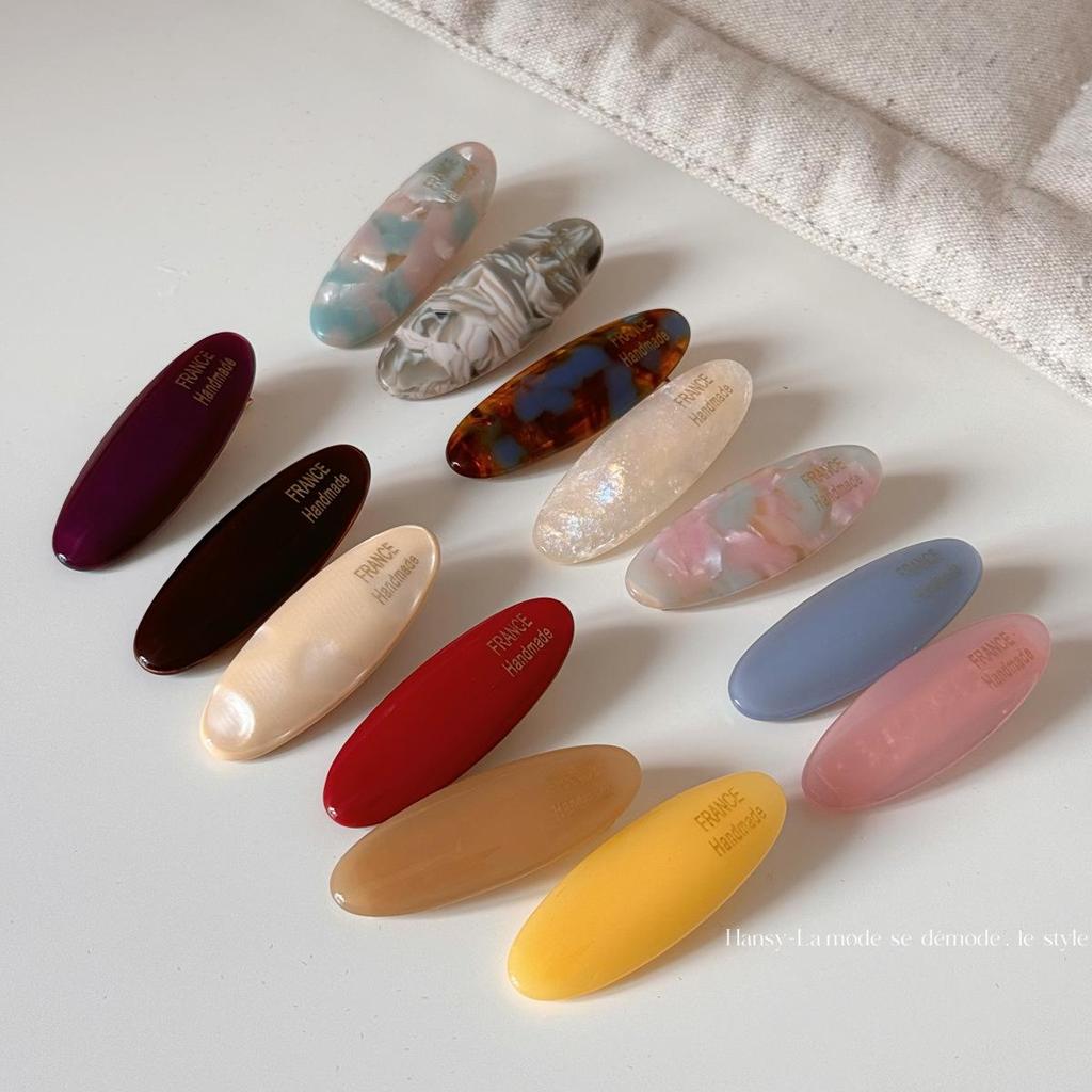 Gold Label Acetate Oval Hair Clip - New Bangs and Side Clip Accessory