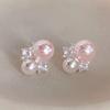 French-style Pink Faux Pearl Stud Earrings, Elegant and Sweet. Perfect for Daily Commute, Dating, Festivals and Engagements.