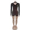 C7055 European & American Sequin Deep V Long Sleeve Mini Dress - Women's Fashion