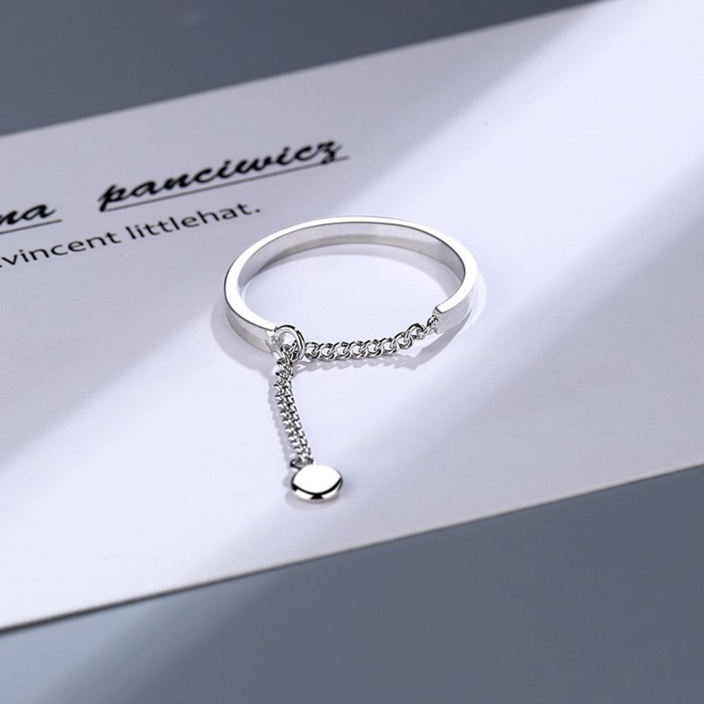 

Creative Fashion Copper Color Stainless Steel Lucky Bead Pendant Couple Rings for Women Personality Adjustable Finger Zircon resizable