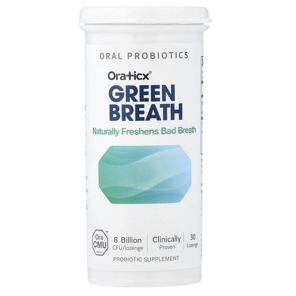Oraticx, Green Breath, Probiotic Supplement, Mint, 8 Billion CFU, 30 Lozenges