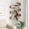 Wall Mounted Corner Shelves 2 Pcs Vintage Wood Look 40 X 40 X 49.5 Cm Particleboard