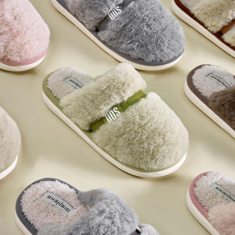 Autumn and Winter Cotton Slippers Couple Indoor Home Simple and Comfortable Non-slip Warm Soft Velvet Cotton Mop Men and Women