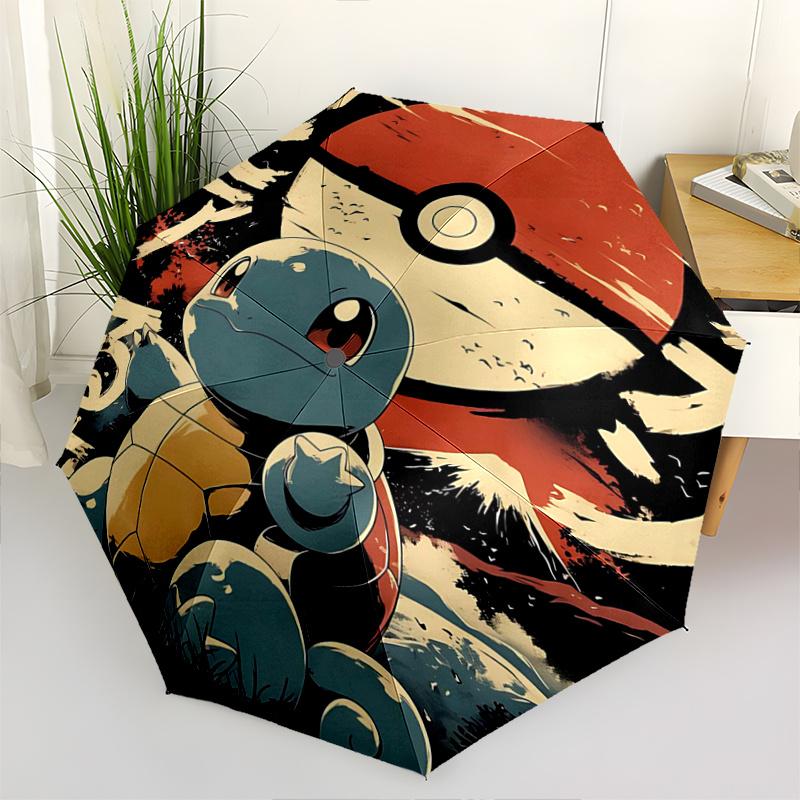 1pc Squirtle's Journey Automatic Opening and Closing Folding - A Good Choice for Gifts, Fashionable and Convenient Cartoon Practical Umbrella With Cut