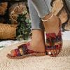 Fashion New Bohemia Style Print Flat Sandals Women 2025 Summer Tassels Decor Beach Slippers Outdoor Elegant Slippers Women Slides Women