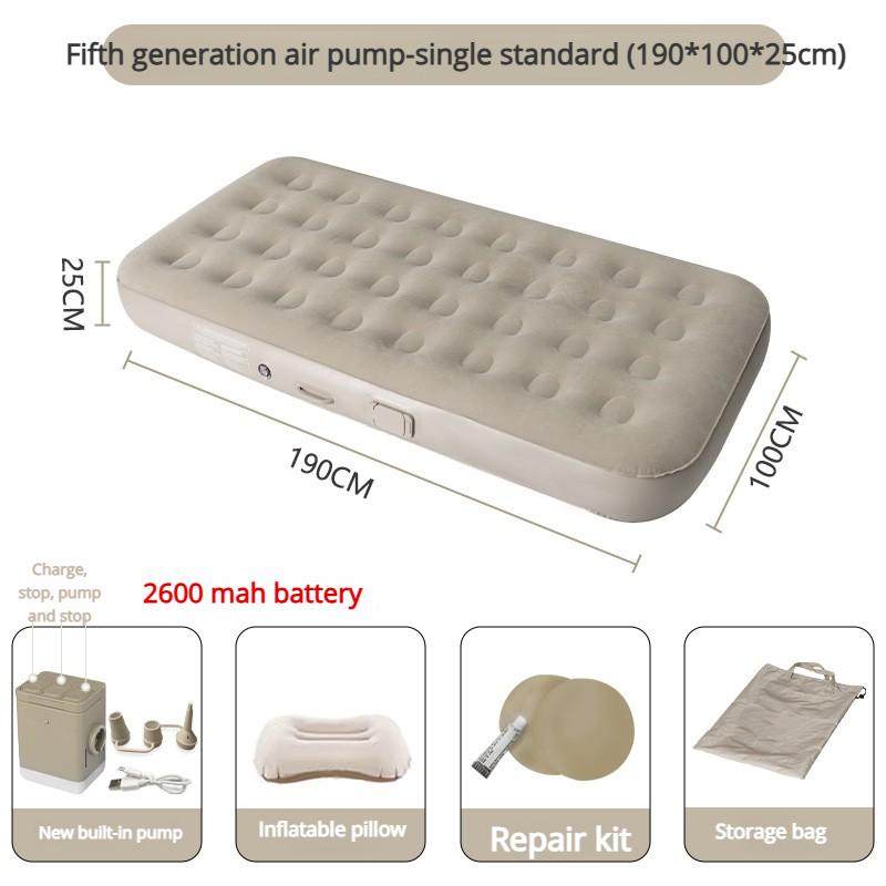 PVC Inflatable Bed Elevated and Thickened Plush Automatic Air Mattress for Home Use Double-person Air Bed Foldable Nap Mattress