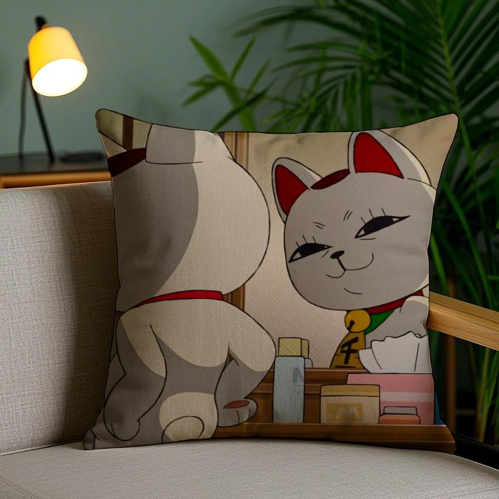 D-Dan Da D-Dan Lucky Cat Cushion Cover Soft Short Plush Double-Sided Printing Home Decor Machine Washable Pillow Case Gift