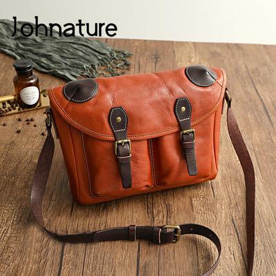 Semplice borsa da donna in vera pelle fatta a mano, casual, in pelle di mucca naturale, a tracolla, grande capacità, borsa a tracolla