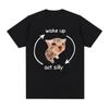 Wake Up Act Silly Meme Graphic T Shirt Funny Cute Cat Print Short Sleeve T-shirt Unisex Women Casual Popular Short Sleeved T-shirt Unisex