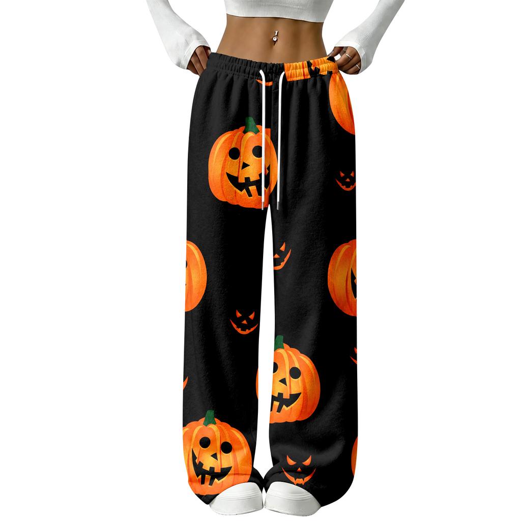 Women's Halloween Flannel Pajama Pants Straight Leg Holiday Loungewear Sleepwear