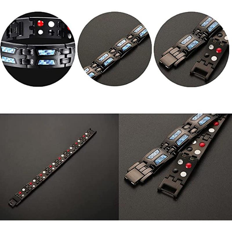 Yuyi Double Row Men's Carbon Fiber Magnet Bracelet - European and American Fashion.