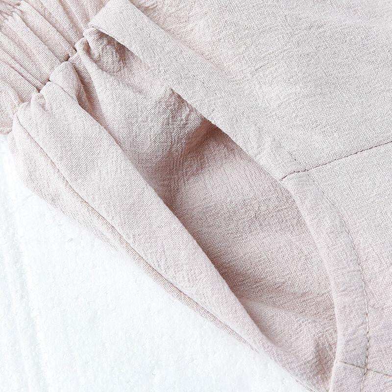 XUEXI Women's Loose Cotton Linen Cropped Pants