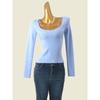 Water Drop Collar Threaded Undershirt Fashion Wind Slim Looking Long Sleeve Inner Wear Sexy Top Foreign Trade Original Order Knitwear