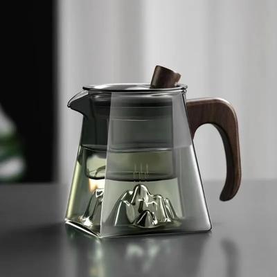 Théière en verre de 500 ml, service à thé carré en verre résistant à la chaleur, tasse Kung Fu chinoise avec poignée et couvercle, théière filtre, accessoires pour service à thé