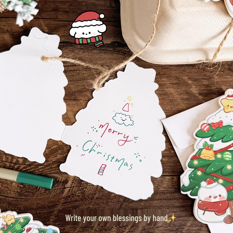 3D Retro Foldable Christmas Tree Greeting Card with Envelope - Perfect for Best Friends or Couples.