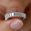 FEOBUR 2*4mm Emerald Cut All Moissanite Wedding Ring for Women Baguette Lab Diamond Eternity Band 925 Silver Jewelry