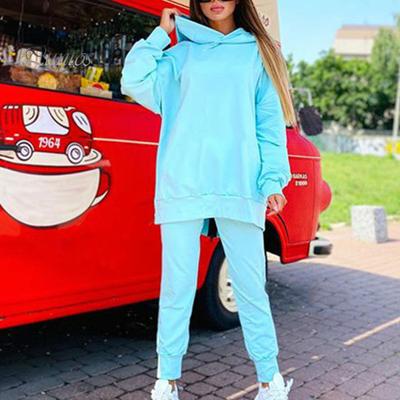 Hoodie Pants 2Pcs/Set Long Sleeves Back Zipper Elastic Waist Pockets Women Tracksuit Sweatshirt Set Fall Winter Letter Print Hooded Coat Jogging