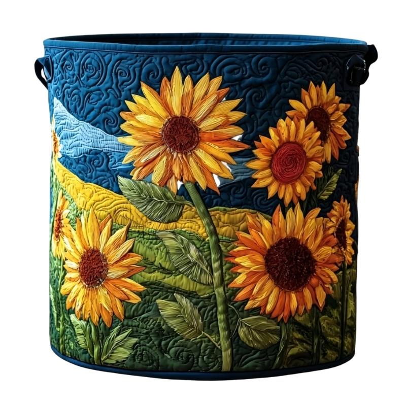 Stylish Quilted Foldable Laundry Hamper With Bohemians Floral Design And Sturdy Handles Handheld Washing Organizers Bag