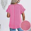 GMXIA Spring Summer Fashion Two-color Twist Short Sleeve V-neck Top T-shirt for Women