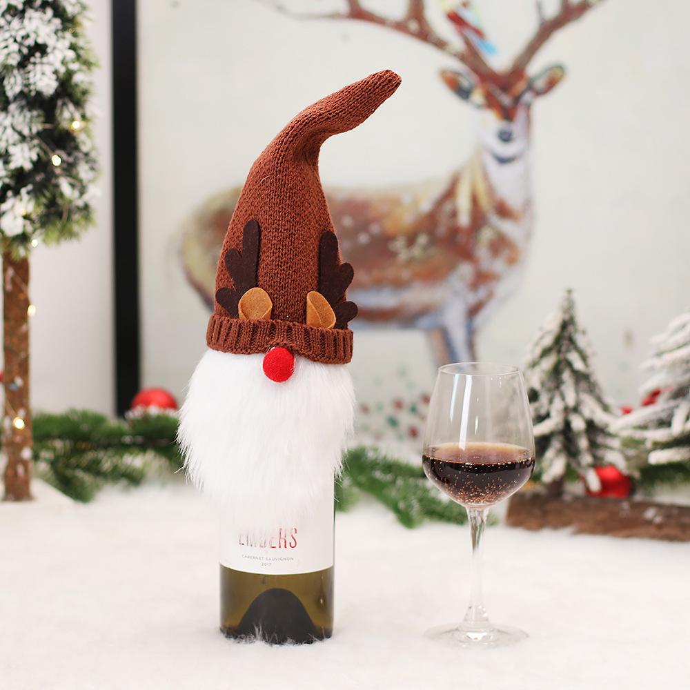 Fundas de Punto Navideñas para Botellas de Vino: Bufanda, Gorro, Muñeco de Nieve para Decoración Festiva de Restaurante