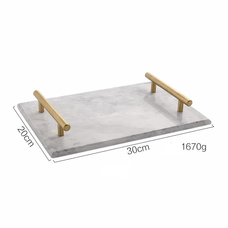 Nordic Storage Tray Light with Gold Handle Trinket Ring Plate Wedding Gift Home Decor Luxurious Natural Marble Jewelr Trays