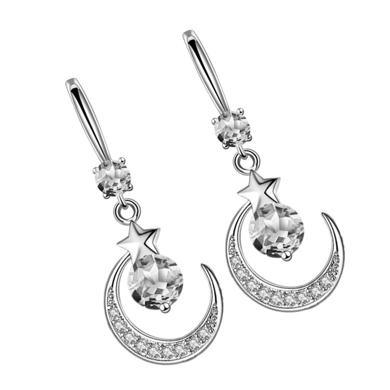 

Модные серьги-подвески в виде луны и звезды для женщин, многофункциональные украшения для ушей на каждый случай, серьги-подвески на каждый день белый