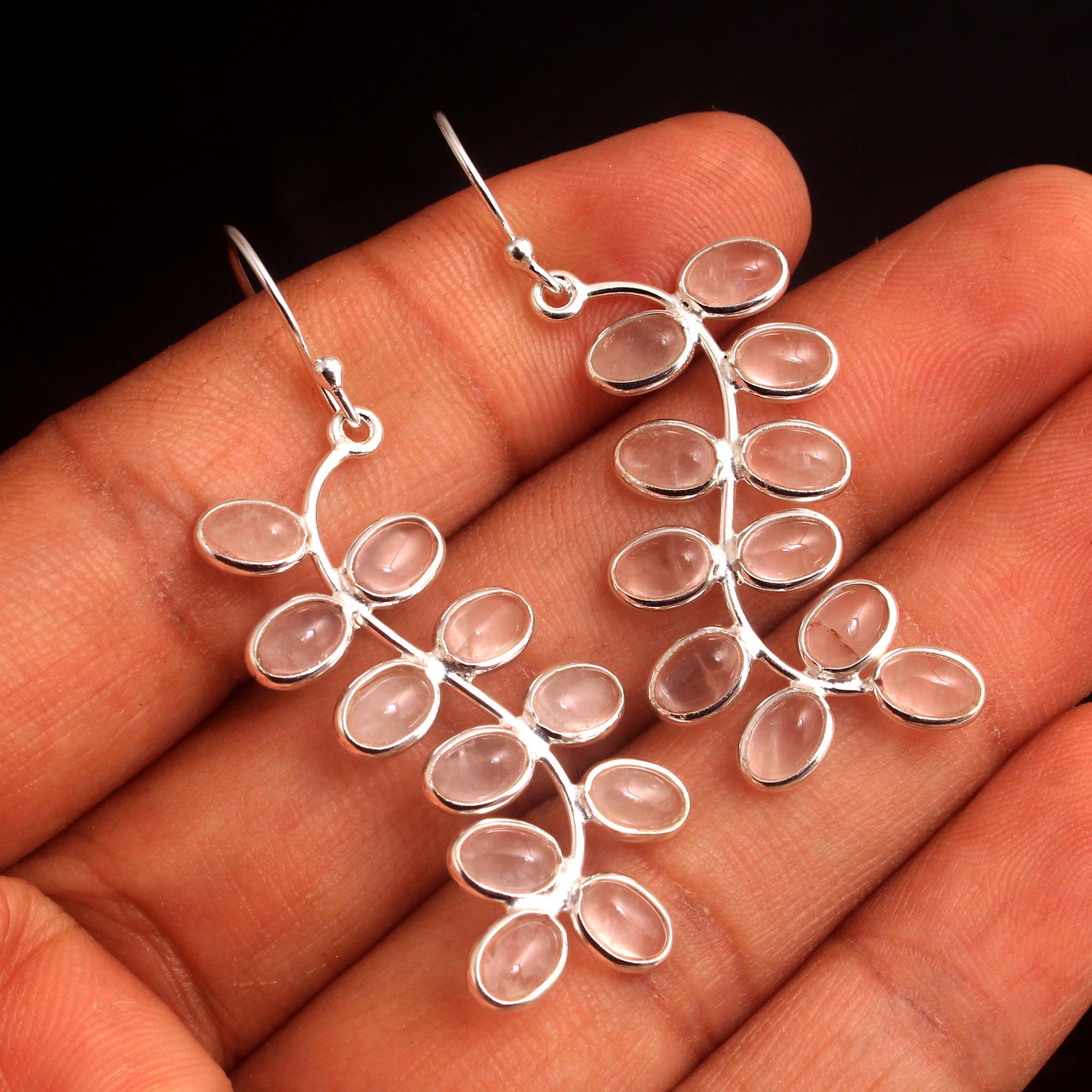 

Серьга из зеленого оникса, розового кварца и кианита, Подарки для нее, Украшения для вас, Ювелирные изделия ручной работы из стерлингового серебра 925 пробы розовый