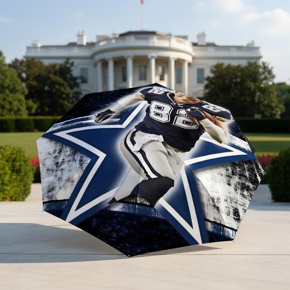 1 Stück Automatischer Faltregenschirm - Dallas Cowboys Muster, Tragbares & Faltbares Design mit 8 Speichen, Weihnachts-Geburtstagsgeschenke