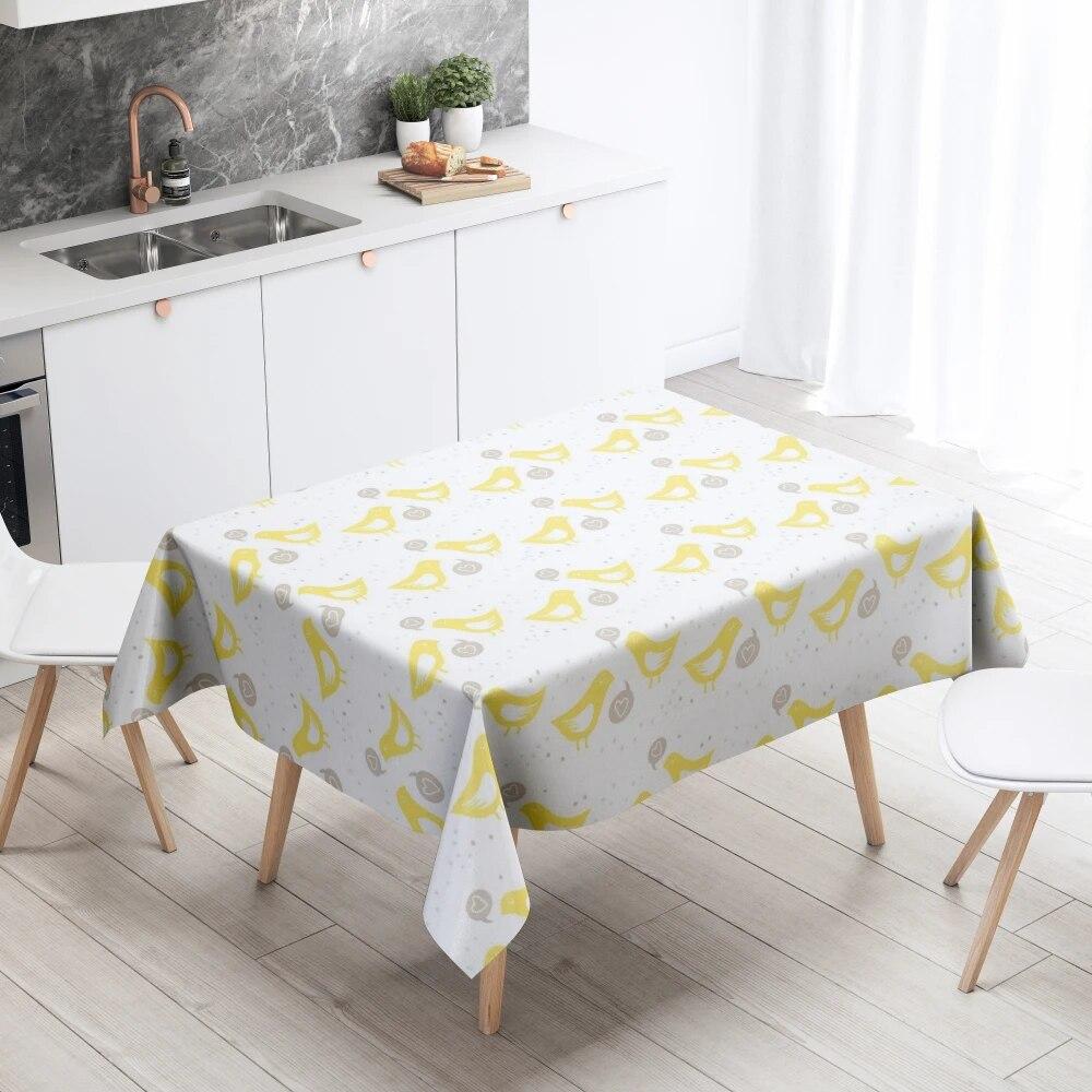 Cartoon Floral Tablecloth Home Decor Anti-Stain Waterproof Table Decoration Rectangular Kitchen Fireplace Countertop