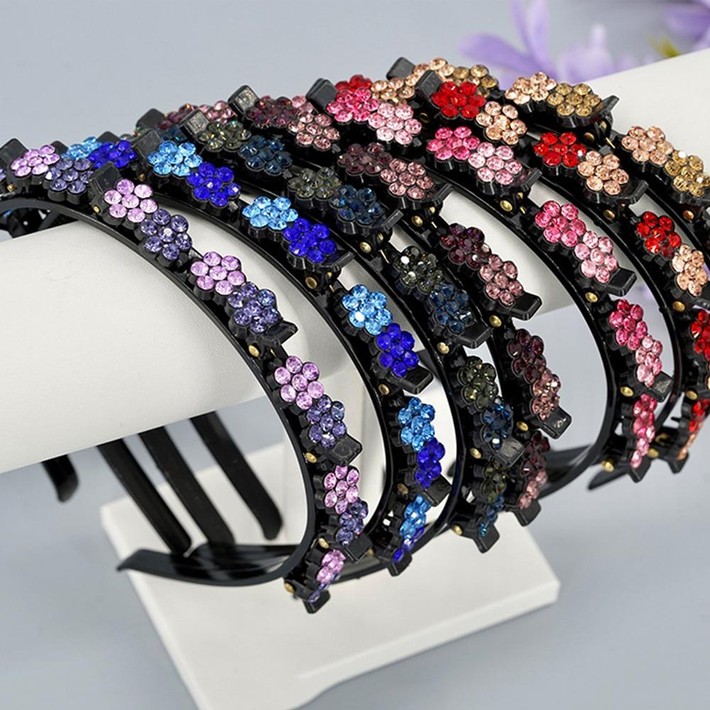 Elegant Rhinestone Bangs Clip Headband Plum Blossom Shiny Flower Hair Hoop  Daily
