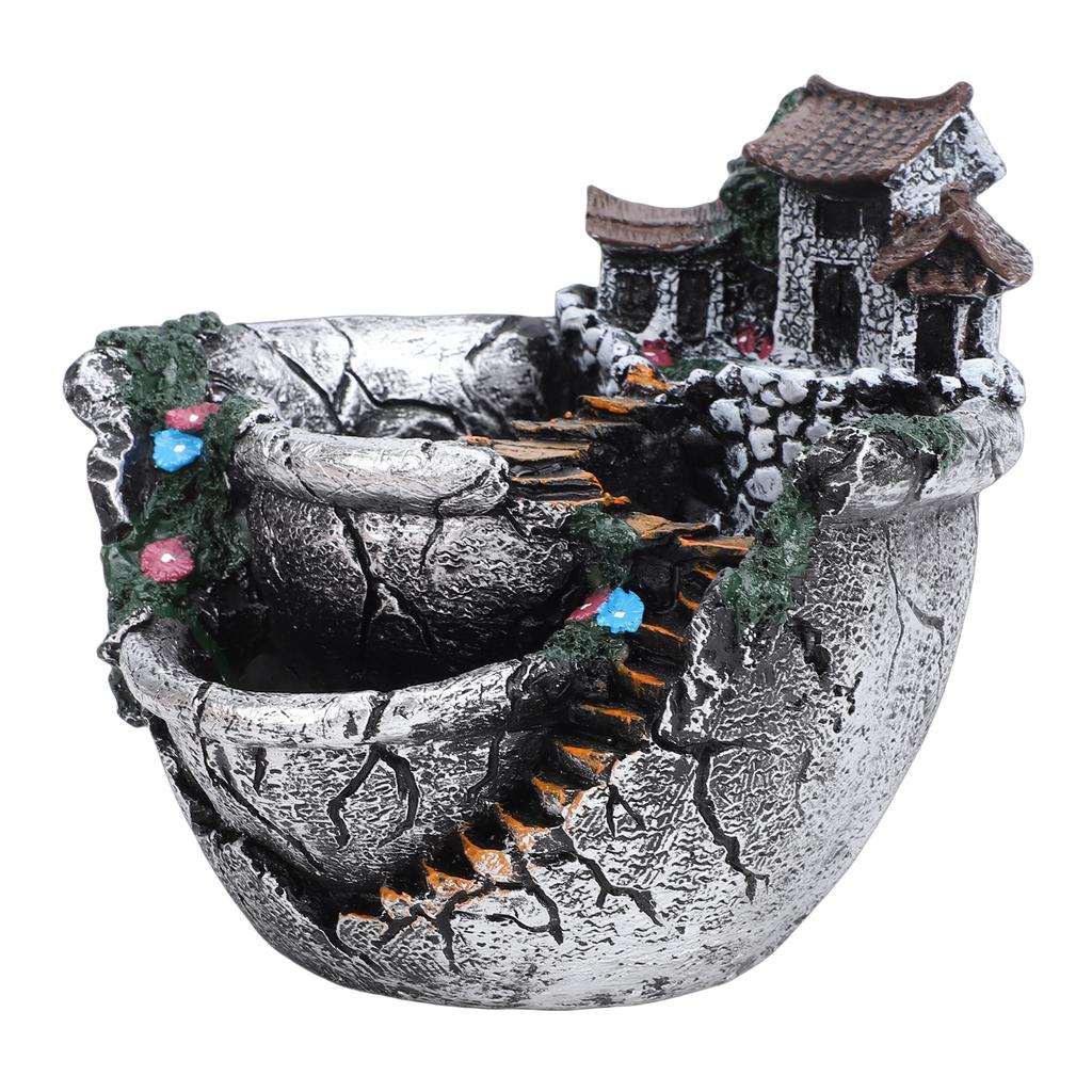 Fairy Garden Plant Pot   Landscape Resin Planter   Decor for Succulents Plants with Small House Ornament Outdoor Indoor Balcony Decor